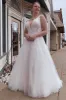 Roselyn | A-Line Tulle Sparkly White Wedding Dress with Appliques sold by KissProm