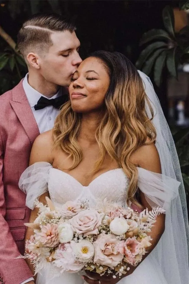 Boho A-Line Wedding Dresses Detachable Long Puff Sleeve sold by KissProm product image thumbnail 5