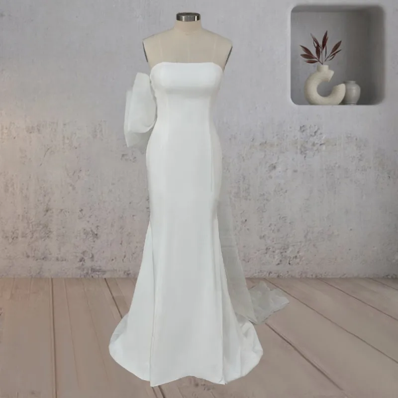 Mermaid Simple Ruffled White Wedding Dress sold by KissProm
