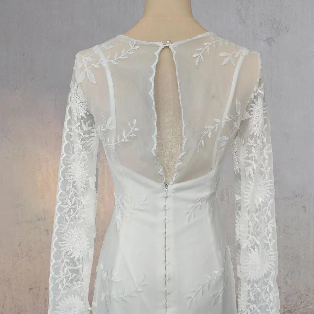 Mermaid Lace Embroidery Long Sleeves Wedding Dress sold by KissProm product image thumbnail 4
