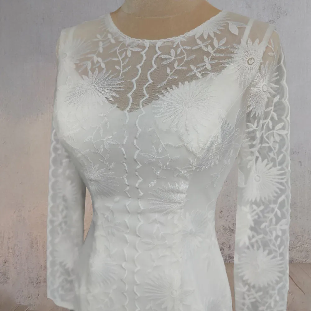 Mermaid Lace Embroidery Long Sleeves Wedding Dress sold by KissProm product image thumbnail 3