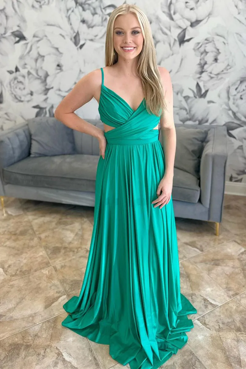 Angelique | Emerald Green Pleated A-Line Formal Dress sold by KissProm product image thumbnail 2