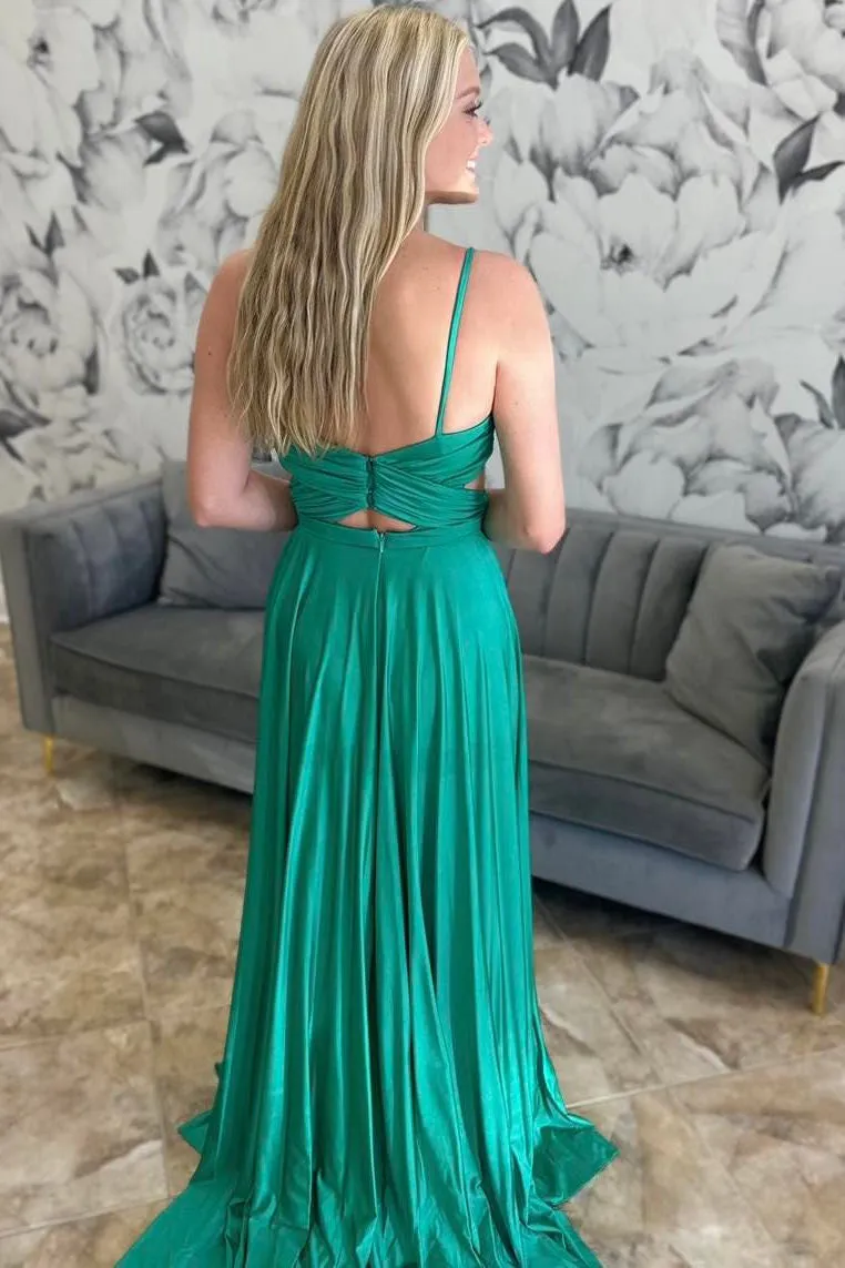 Angelique | Emerald Green Pleated A-Line Formal Dress sold by KissProm product image thumbnail 3