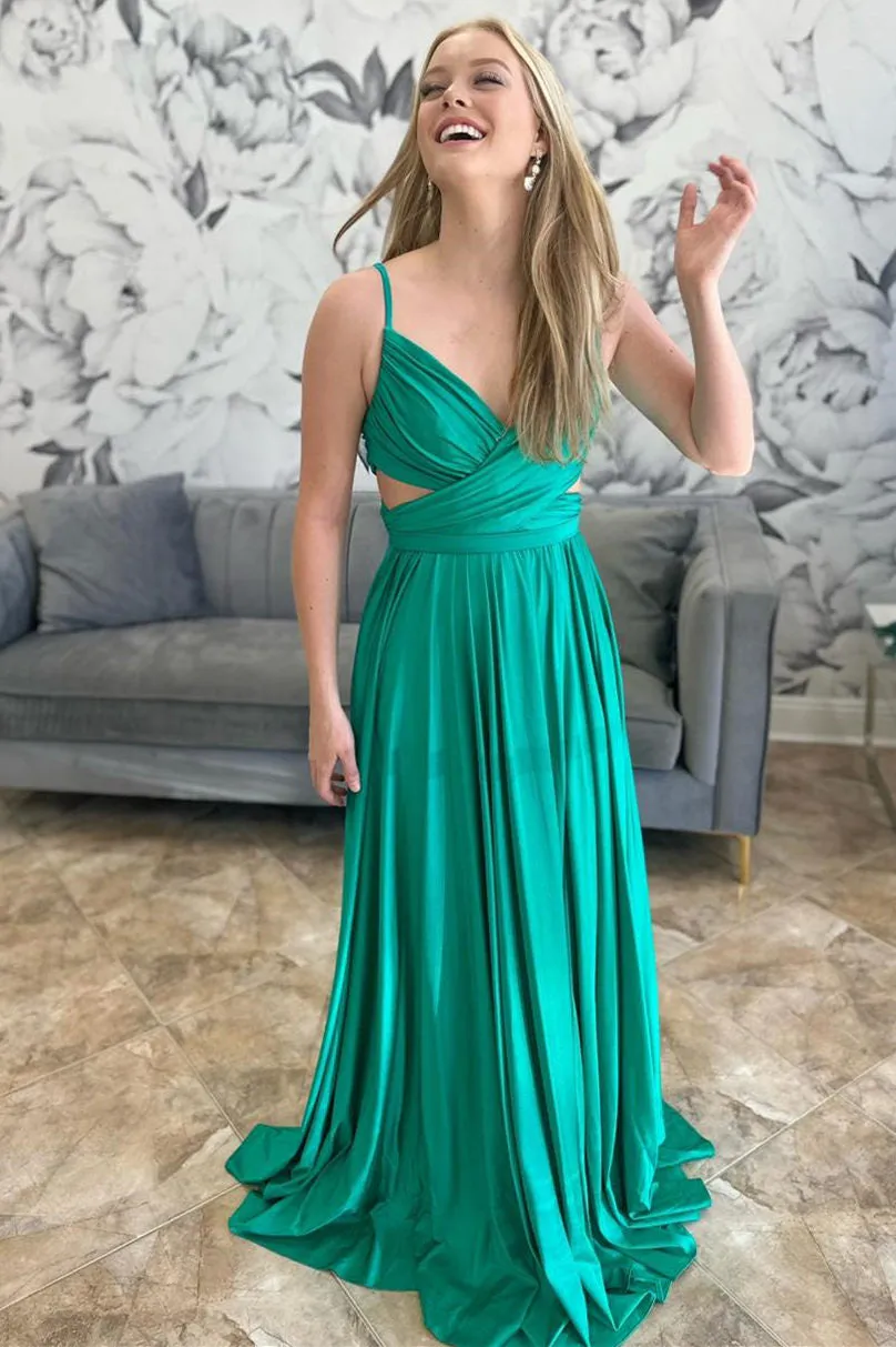 Angelique | Emerald Green Pleated A-Line Formal Dress sold by KissProm product image thumbnail 4