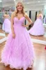 Light Blue Strapless Ruffle Long Prom Dress sold by KissProm