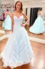Light Blue Strapless Ruffle Long Prom Dress sold by KissProm