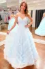 Light Blue Strapless Ruffle Long Prom Dress sold by KissProm
