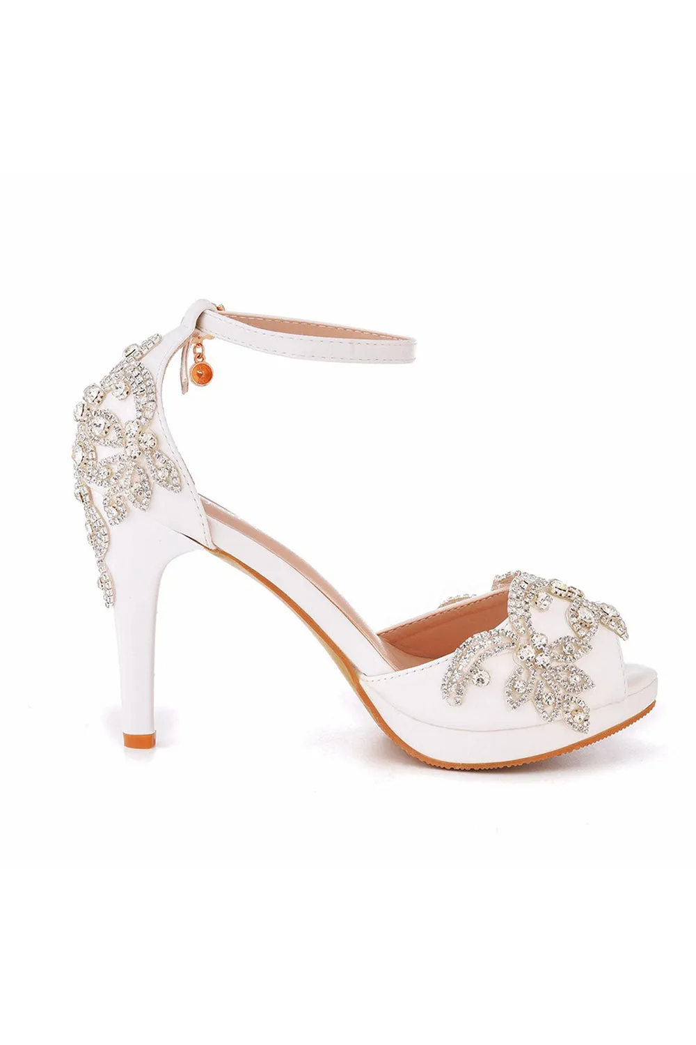 Rhinestone Flowers Decor Peep Toe Platform Stiletto Ankle-strap High Heels sold by KissProm