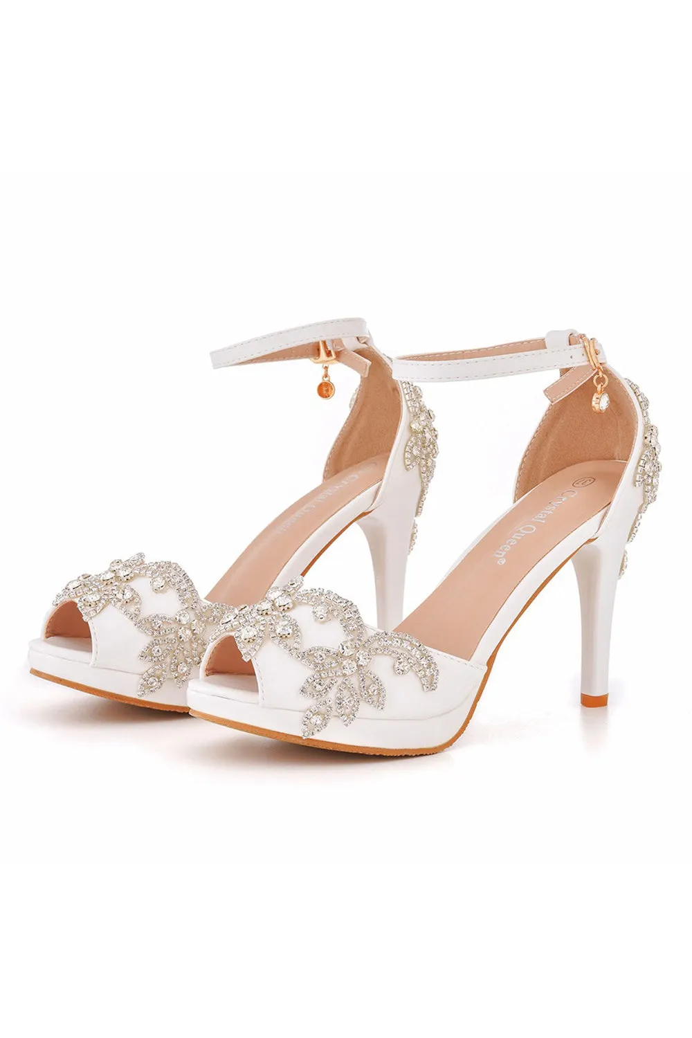 Rhinestone Flowers Decor Peep Toe Platform Stiletto Ankle-strap High Heels sold by KissProm product image thumbnail 3