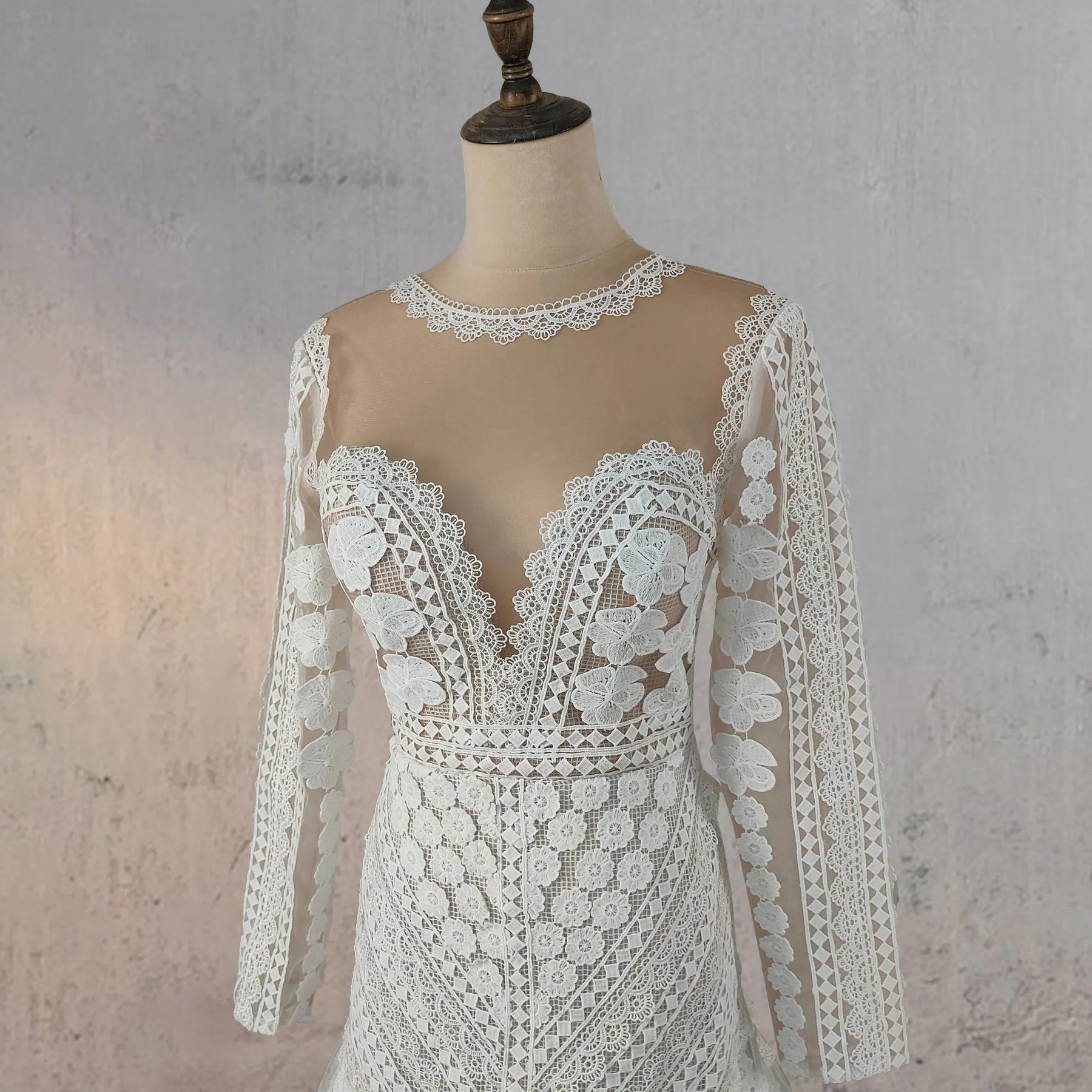 Mermaid Elegance Lace Appliqued Wedding Dress sold by KissProm product image thumbnail 5