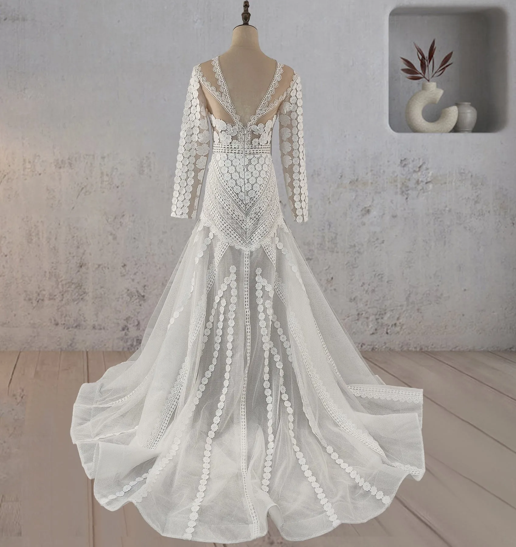 Mermaid Elegance Lace Appliqued Wedding Dress sold by KissProm product image thumbnail 2