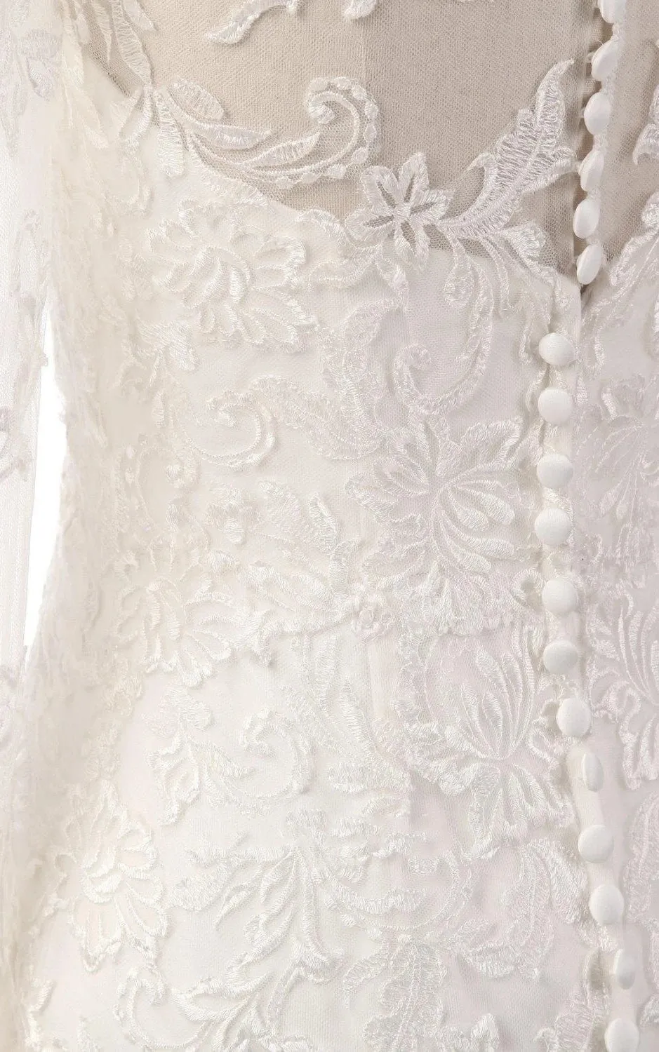 Uri | Mermaid Long Sleeve Lace Dress With Embroideries Illusion sold by KissProm product image thumbnail 5