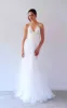 V Neck Sleeveless A-Line Long Tulle Backless White Wedding Dress sold by KissProm