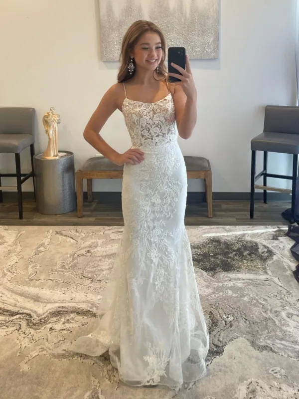 Billie | White Mermaid Prom Dress Long Evening Dress sold by KissProm