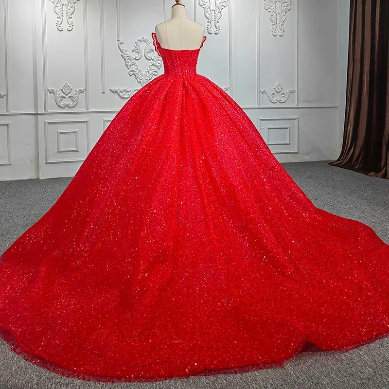 Quinceanera Ball Gown Red Sleeveless Sequined Dress sold by KissProm product image thumbnail 2