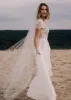 Boho See Through Lace V-Neck A-Line Chiffon Wedding Dress sold by KissProm