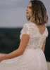 Boho See Through Lace V-Neck A-Line Chiffon Wedding Dress sold by KissProm
