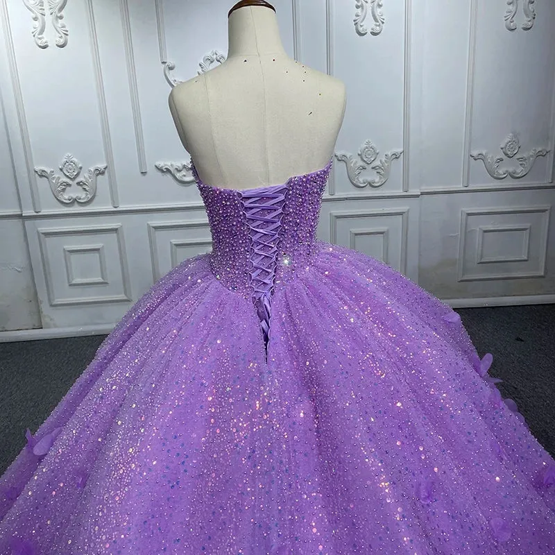 Quinceanera Dress Sparkly Beading Appliques Evening Party Dress Strapless Sweetheart Ball Gown sold by KissProm product image thumbnail 5