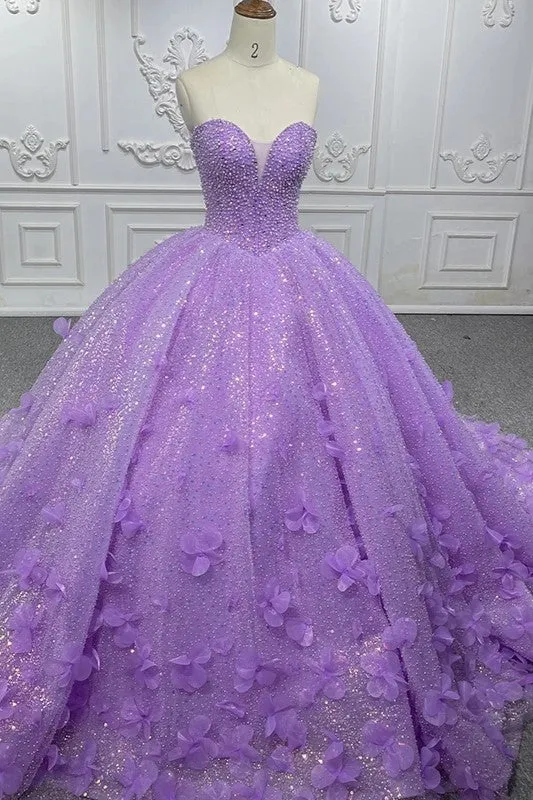 Quinceanera Dress Sparkly Beading Appliques Evening Party Dress Strapless Sweetheart Ball Gown sold by KissProm