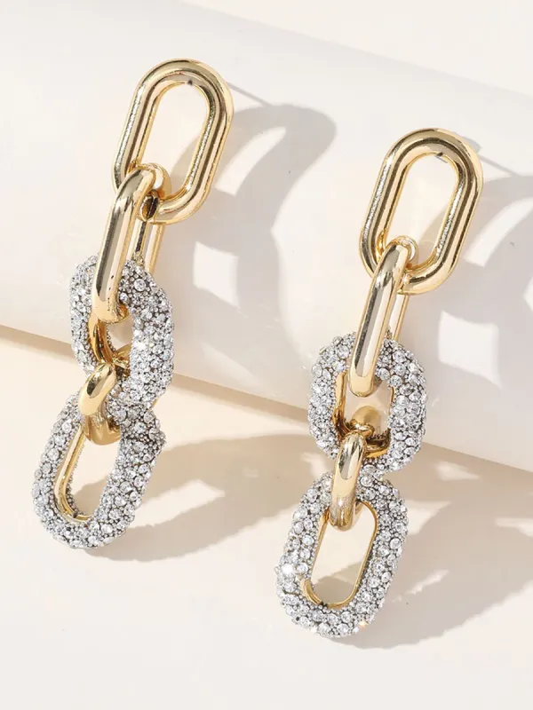 Golden Curb Chain Paperclip Long Hoop Earrings sold by KissProm