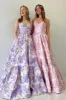 Delice | A-Line Sweetheart Floral Printed Long Prom Dresses sold by KissProm