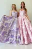 Delice | A-Line Sweetheart Floral Printed Long Prom Dresses sold by KissProm