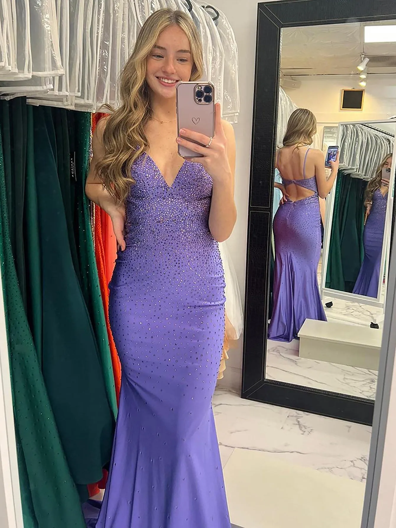 Avayah | Mermaid Blue V-Neck Long Prom Dress sold by KissProm product image thumbnail 4