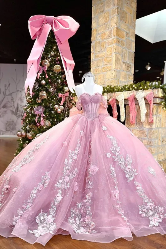 Fanny |   Off The Shoulder Lace Up Back Appliques Tulle Quinceanera Dress sold by KissProm