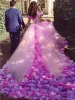 Pink Cathedral Train 3D Flowers Applique Wedding Gown Quinceanera Dresses sold by KissProm