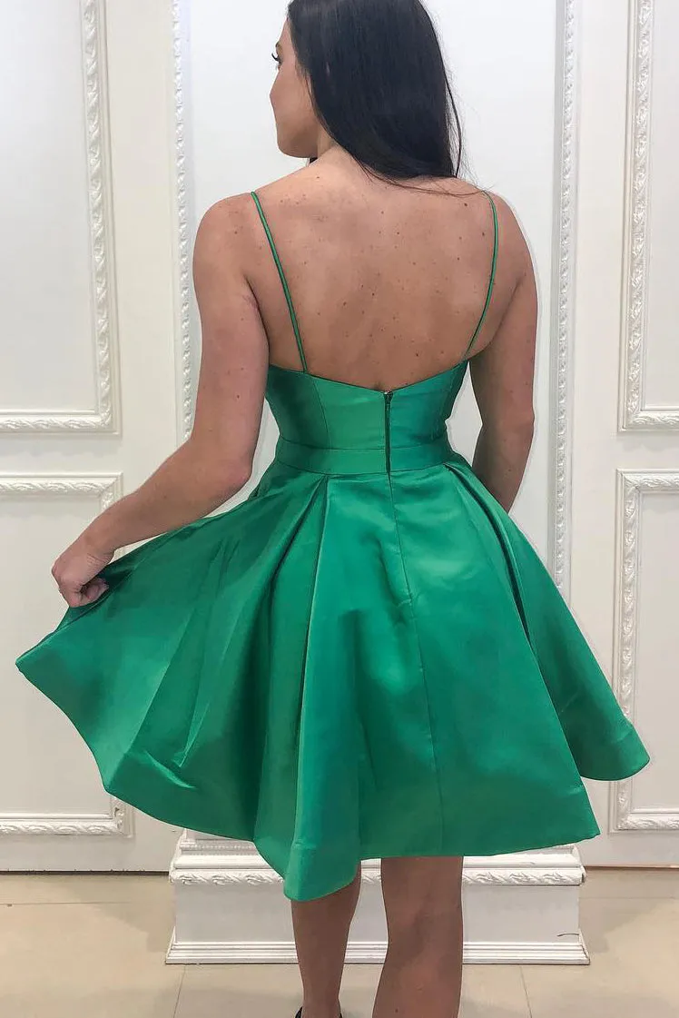 Spaghetti Straps Mini Green Homecoming Dress sold by KissProm product image thumbnail 2