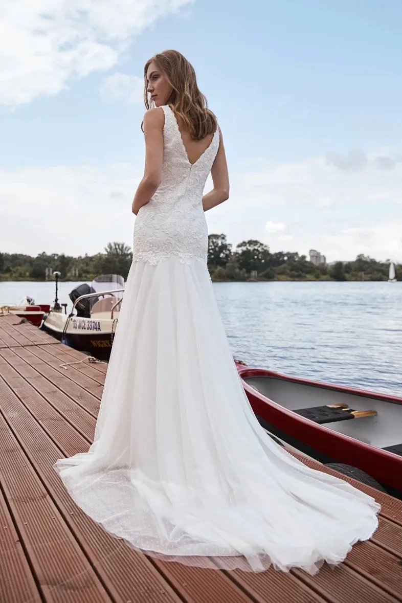 Dreaming Lace and Tulle Wedding Dress With Court Train sold by KissProm product image thumbnail 2