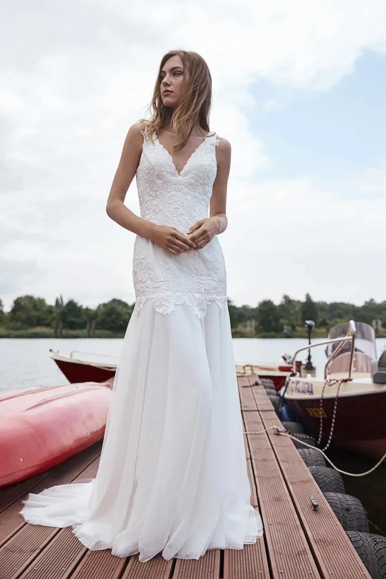 Dreaming Lace and Tulle Wedding Dress With Court Train sold by KissProm