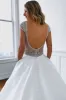 Marleigh | A-Line V-Neck Long White Wedding Dress with Silver Beads sold by KissProm