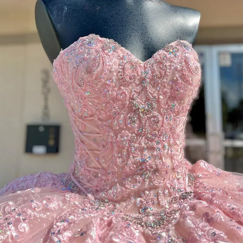 Sweetheart Light Pink Ball Gown Birthday Quinceanera Dresses sold by KissProm product image thumbnail 2