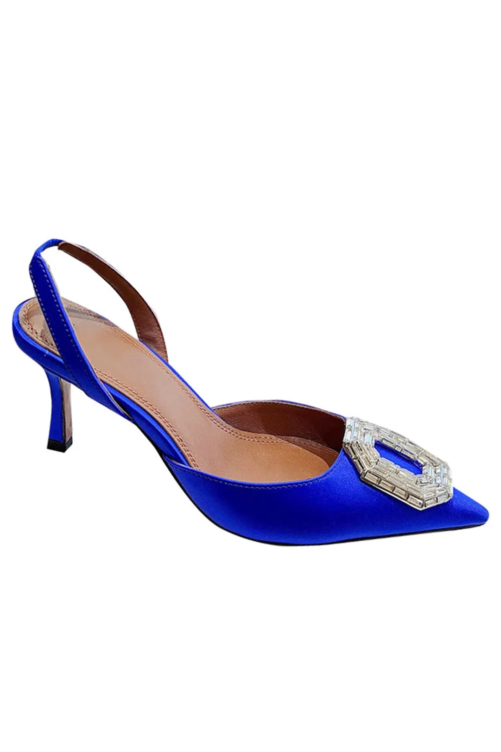 Royal Blue Satin Buckled Mid Heel Stiletto Sandals sold by KissProm product image thumbnail 2
