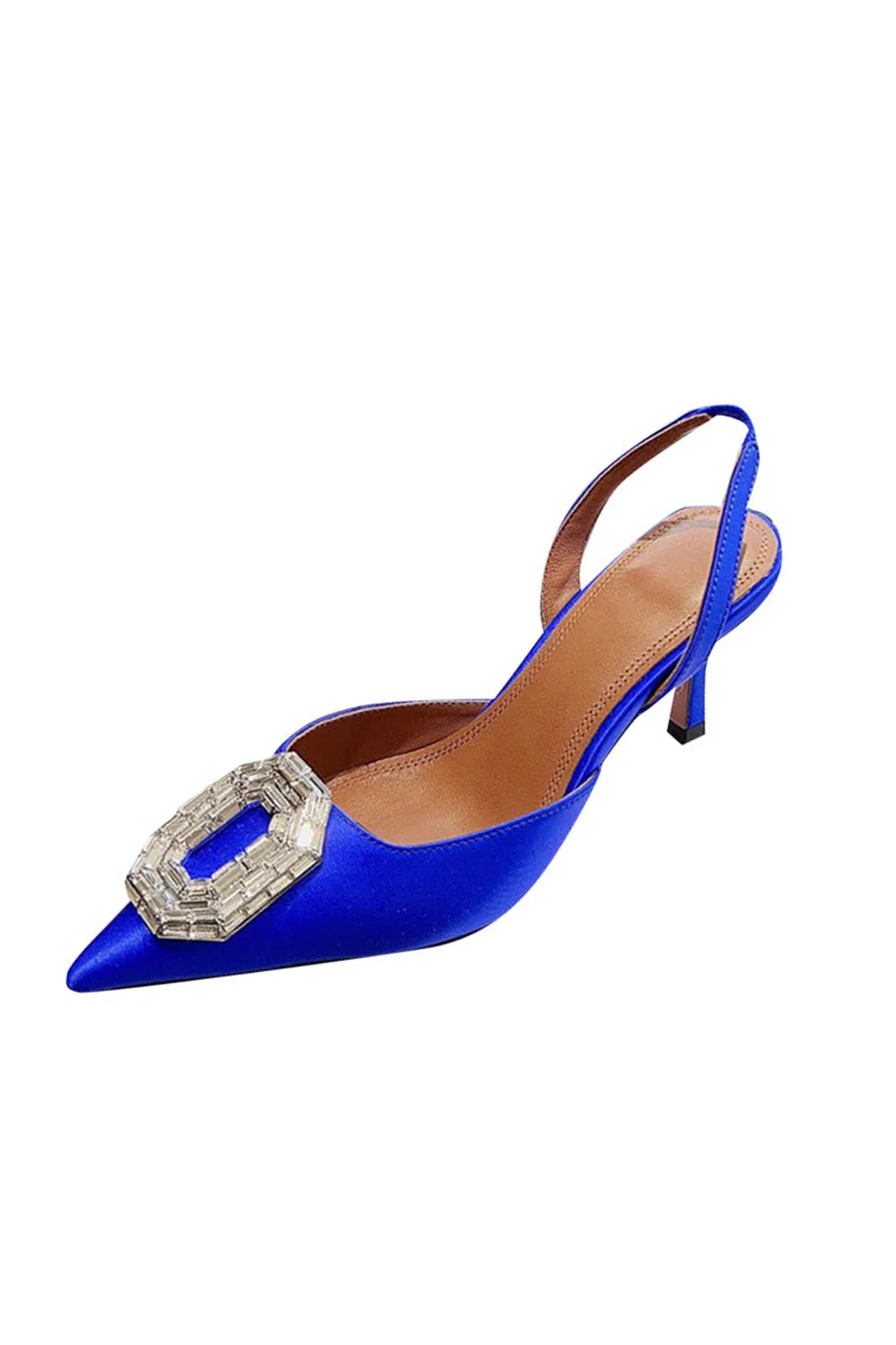 Royal Blue Satin Buckled Mid Heel Stiletto Sandals sold by KissProm product image thumbnail 3
