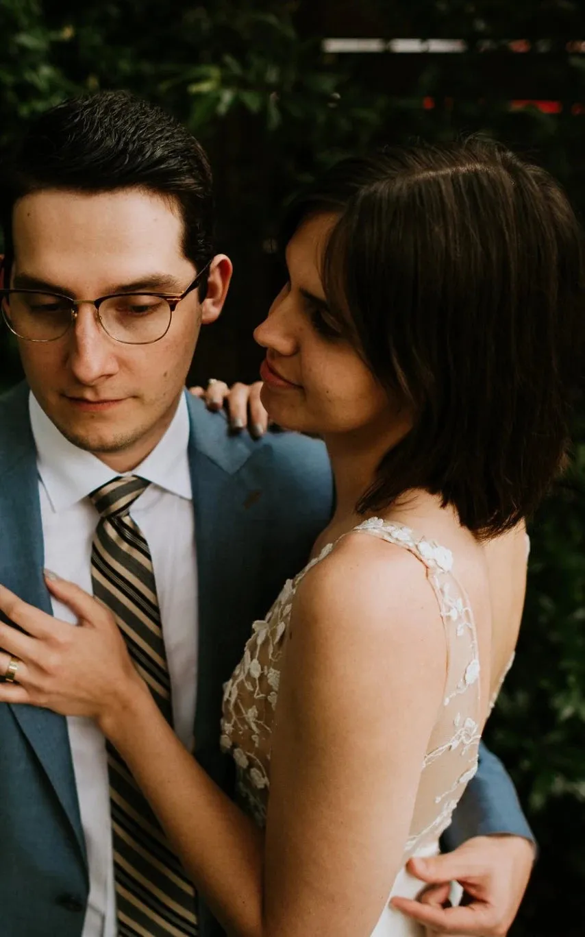 A-Line Satin Simple V-neck Wedding Dress With Low-V Back And Appliques sold by KissProm product image thumbnail 5