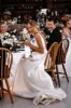 Attractive Deep V-Neck White Satin Bohemian Wedding Dress sold by KissProm