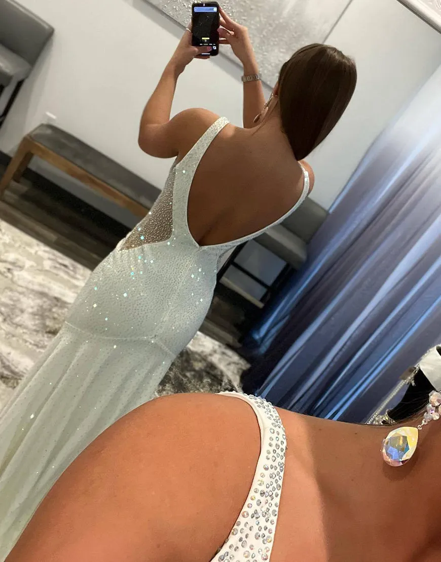 Tonya | White Mermaid V-Neck Beaded Long Prom Dress sold by KissProm product image thumbnail 4