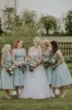 Dusty Blue A-Line Mid-Calf Ruched Chiffon Bridesmaid Dress sold by KissProm