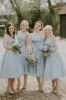 Dusty Blue A-Line Mid-Calf Ruched Chiffon Bridesmaid Dress sold by KissProm