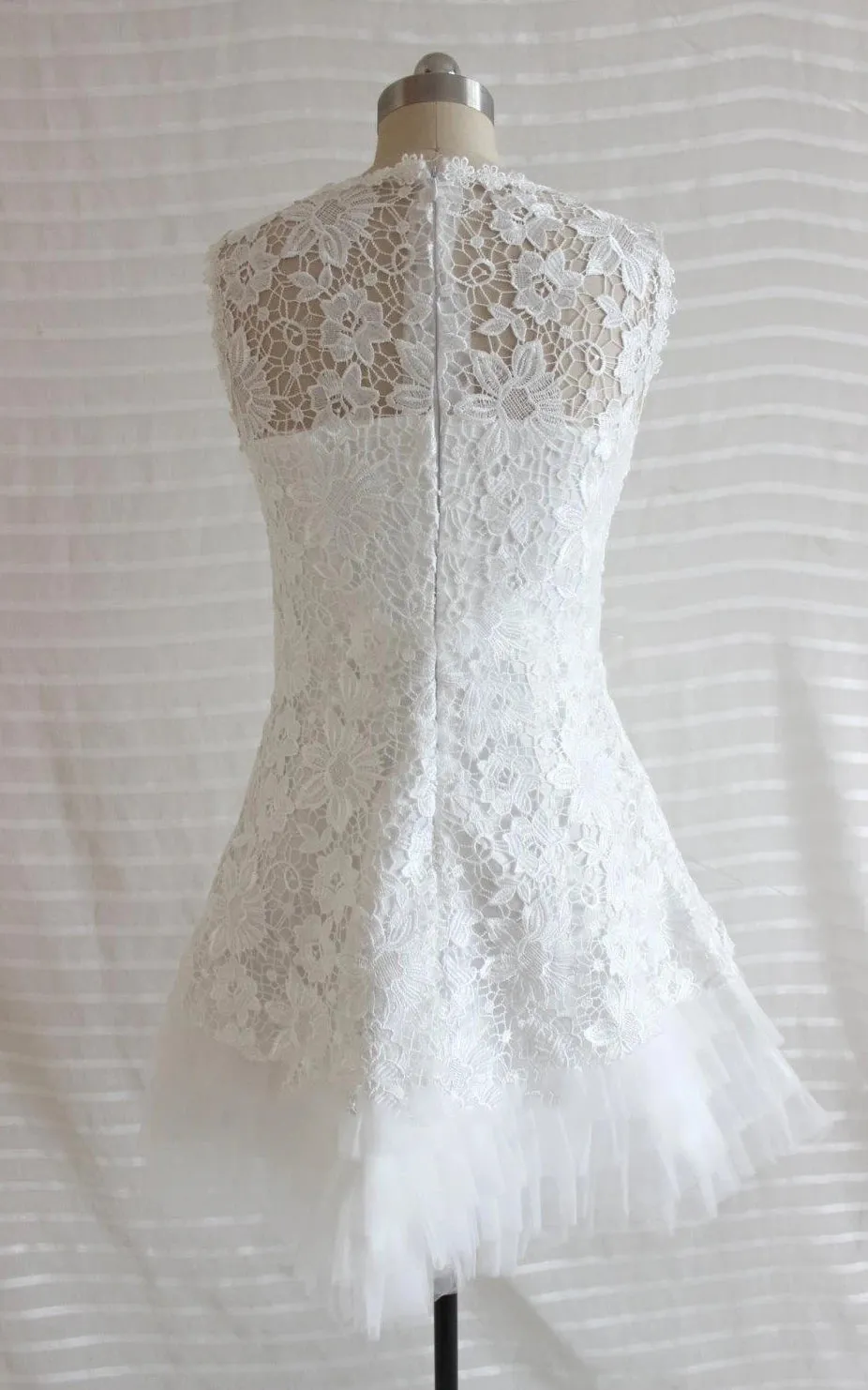 A-Line Short Tulle Lace Satin Weddig Dress sold by KissProm product image thumbnail 2