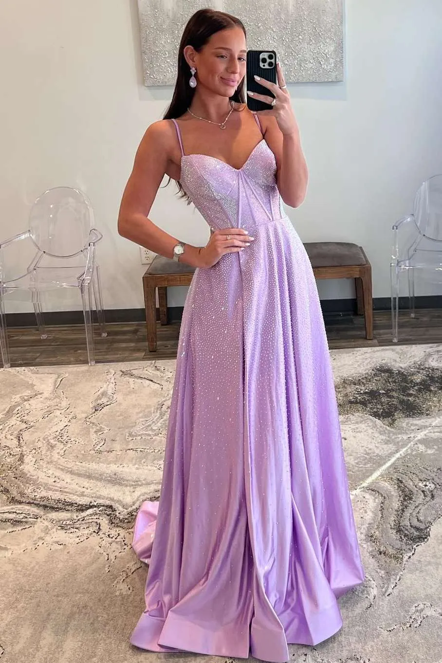 Adrianna | Strapless Lilac Corset A-Line Prom Dress with