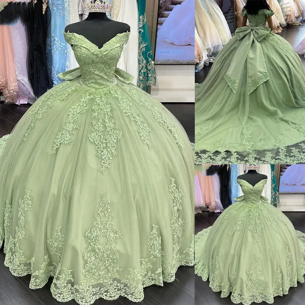 Lace Sage Applique Off Shoulder Quinceanera Dresses sold by KissProm product image thumbnail 3