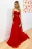 Red Strapless A-Line Long Prom Dress with Appliques sold by KissProm