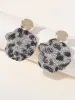 Gray Leopard Print Rhinestones Round Earrings sold by KissProm