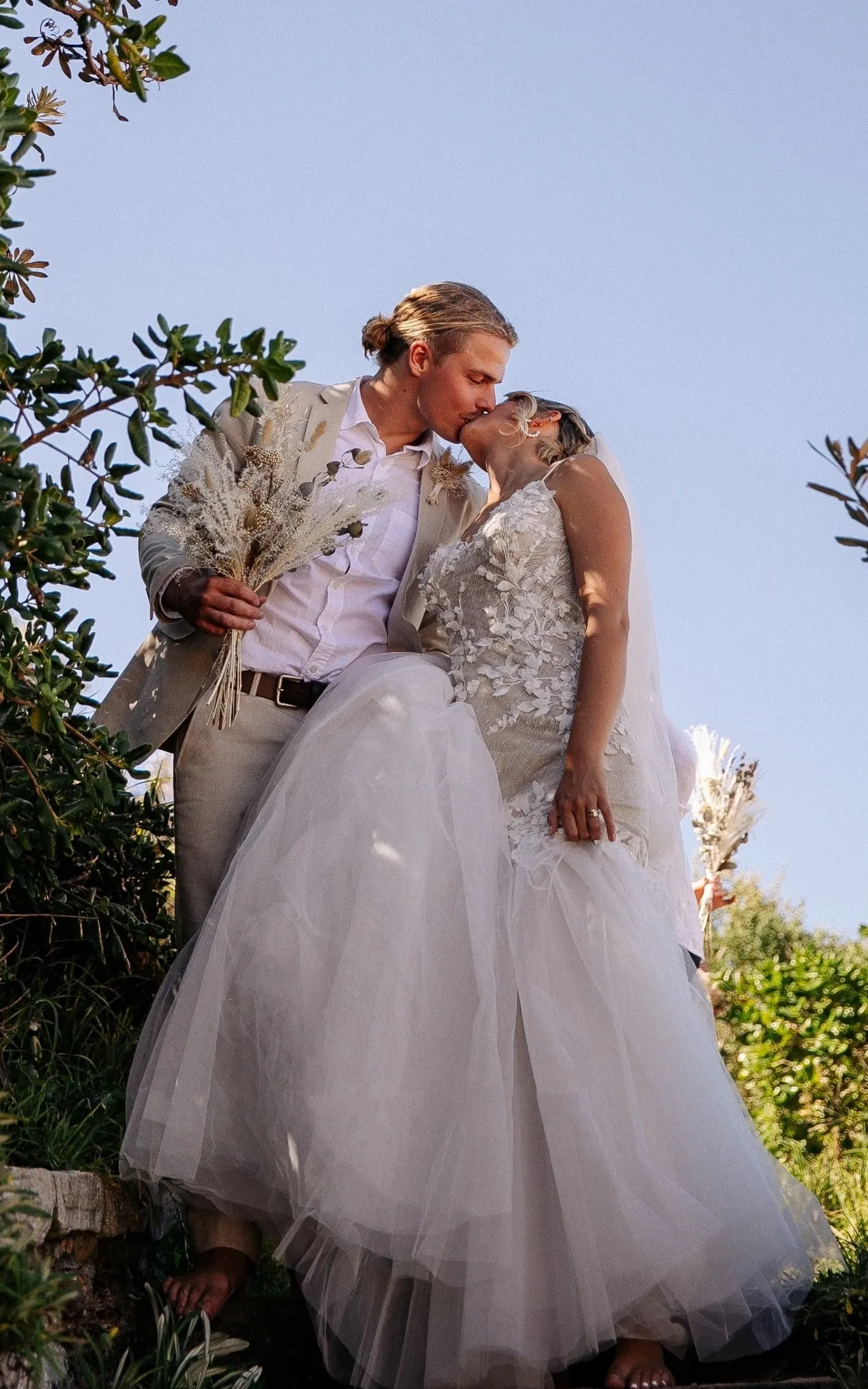 Beach Sexy Mermaid Lace Wedding Dress with Tull Court Train V-neck Open Back sold by KissProm product image thumbnail 2