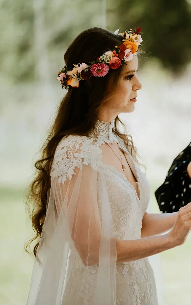 A-Line V-Neck Lace Modern Wedding Dress Short Sleeves With Appliques sold by KissProm product image thumbnail 4