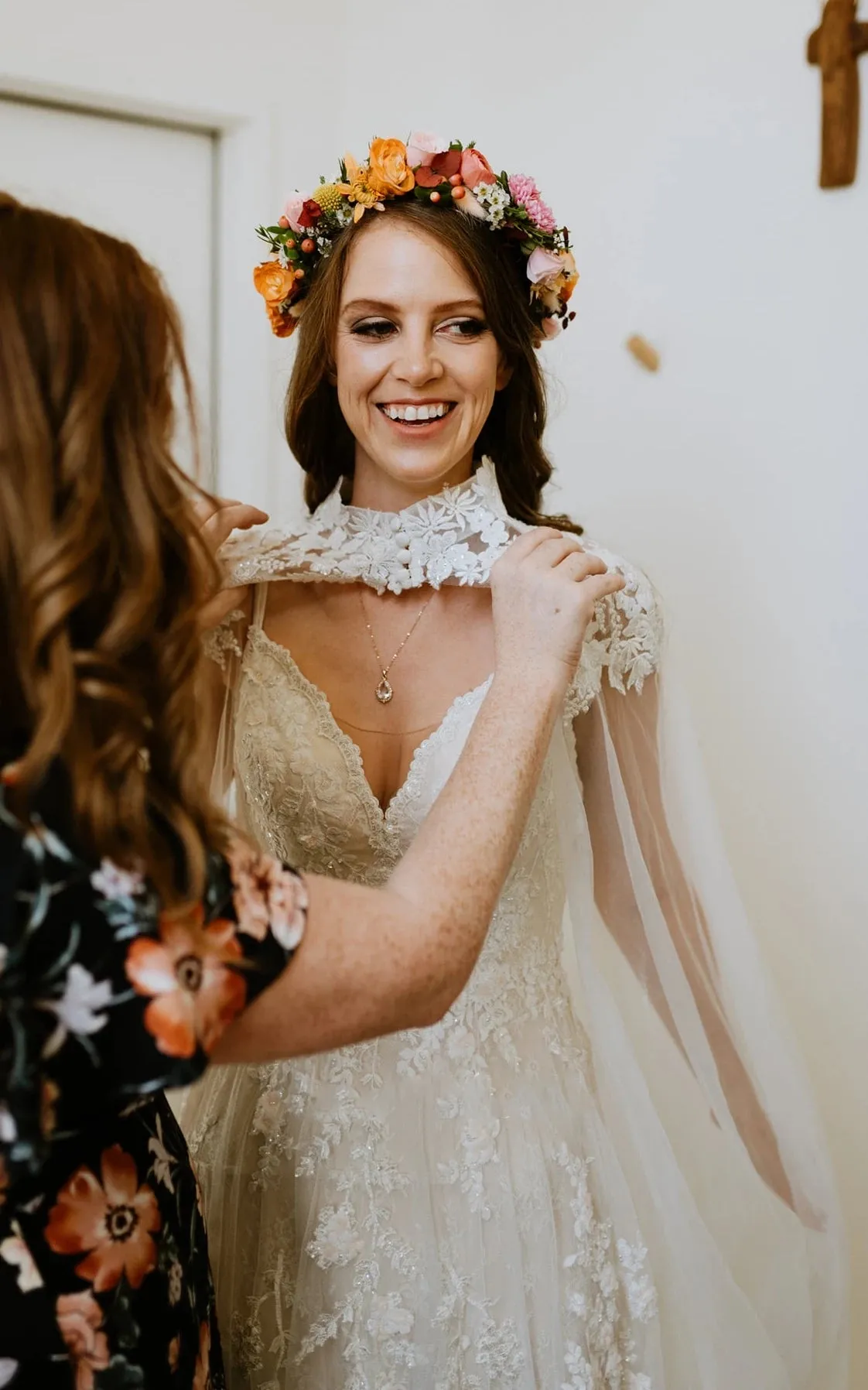 A-Line V-Neck Lace Modern Wedding Dress Short Sleeves With Appliques sold by KissProm product image thumbnail 3