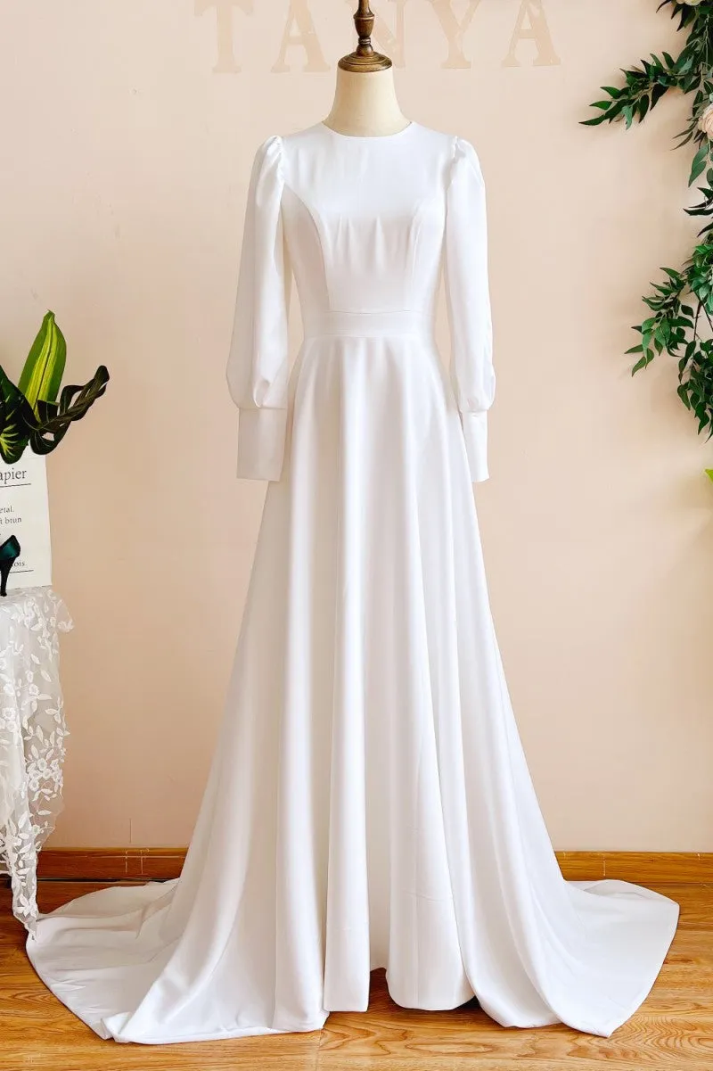Glynis | Modest A Line Long Sleeves Wedding Dress Vintage Gown sold by KissProm product image thumbnail 4